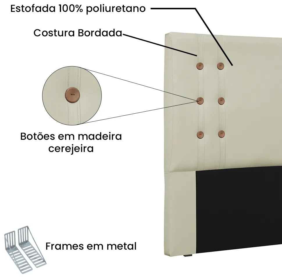 Cabeceira Gênova Para Cama Box Casal 140 cm Corino Bege - D'Rossi