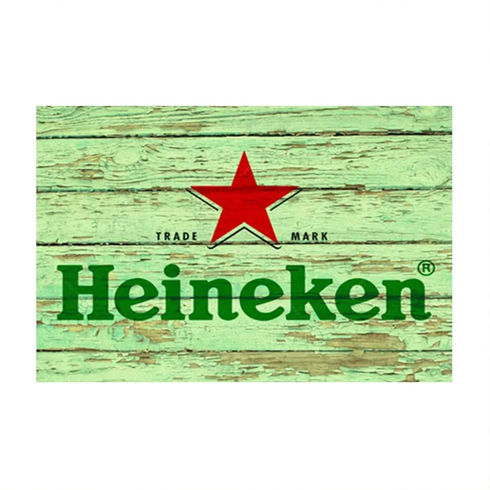 Placa Decorativa Heineken Madeira Média em Metal - 30x20 cm