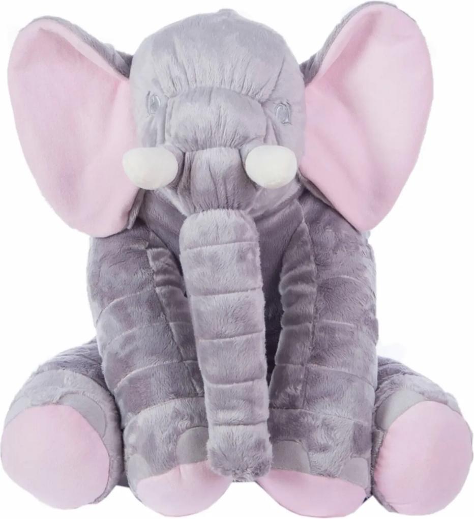 Almofada I9 baby Elefante para Bebê 67 cm Cinza e Rosa