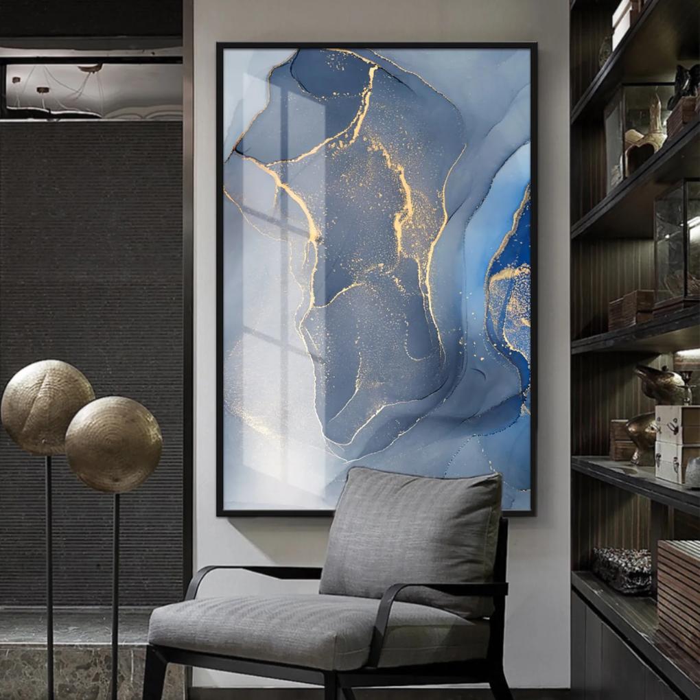 Quadro 150x100cm Abstrato Freyr Vidro Cristal e Moldura Preta Decorativo Interiores - Oppen House