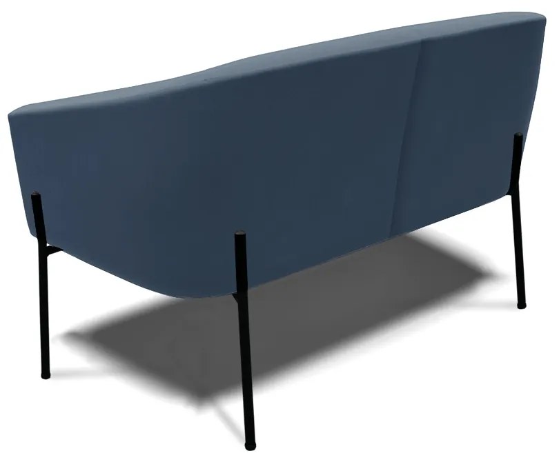 Sofá 2 Lugares Namoradeira Pé de Ferro Preto Stella Suede D03 - D'Rossi - Azul Marinho