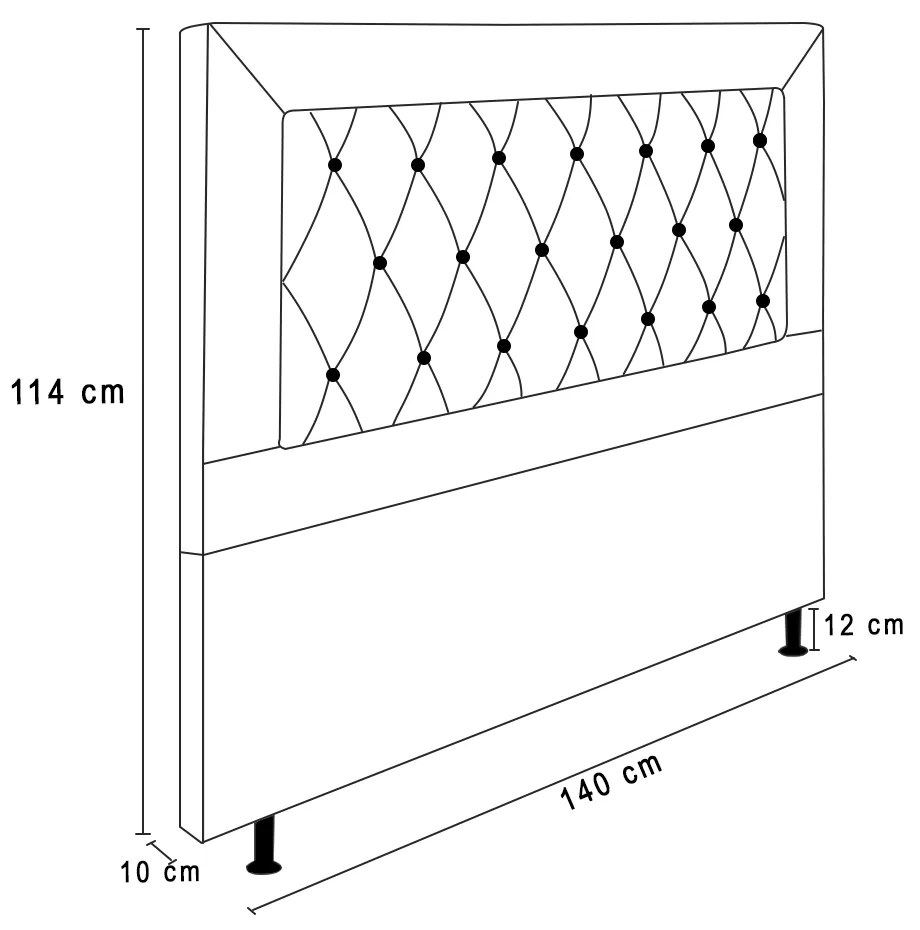 Cabeceira Malta Para Cama Box Casal 140 cm Veludo Bege - D'Rossi