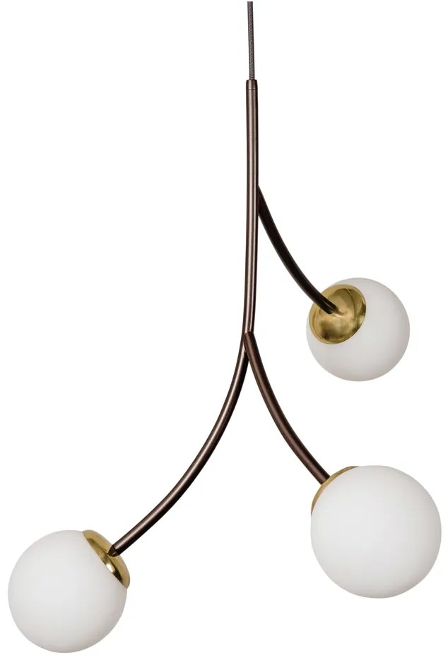 Pendente Zucca Ø23X53Cm 3Xg9 Cabo Rayon / Globo Ø12Cm | Usina 16855/3 (BT / CB-PV - Branco Texturizado / Cobre Brilho Polido Verniz, AMBAR)