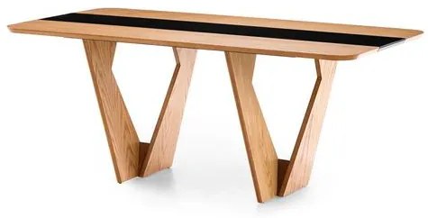 Mesa de Jantar Dinant Retangular Tampo e Base MDF Amêndoa e Vidro Preto 1,80X90 - 67632 Sun House