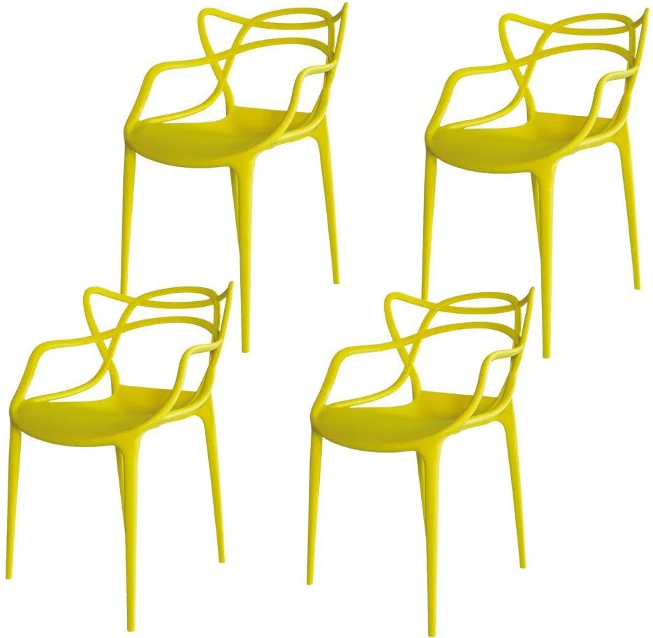 Kit 04 Cadeiras Decorativa Amsterdam Amarelo - Facthus