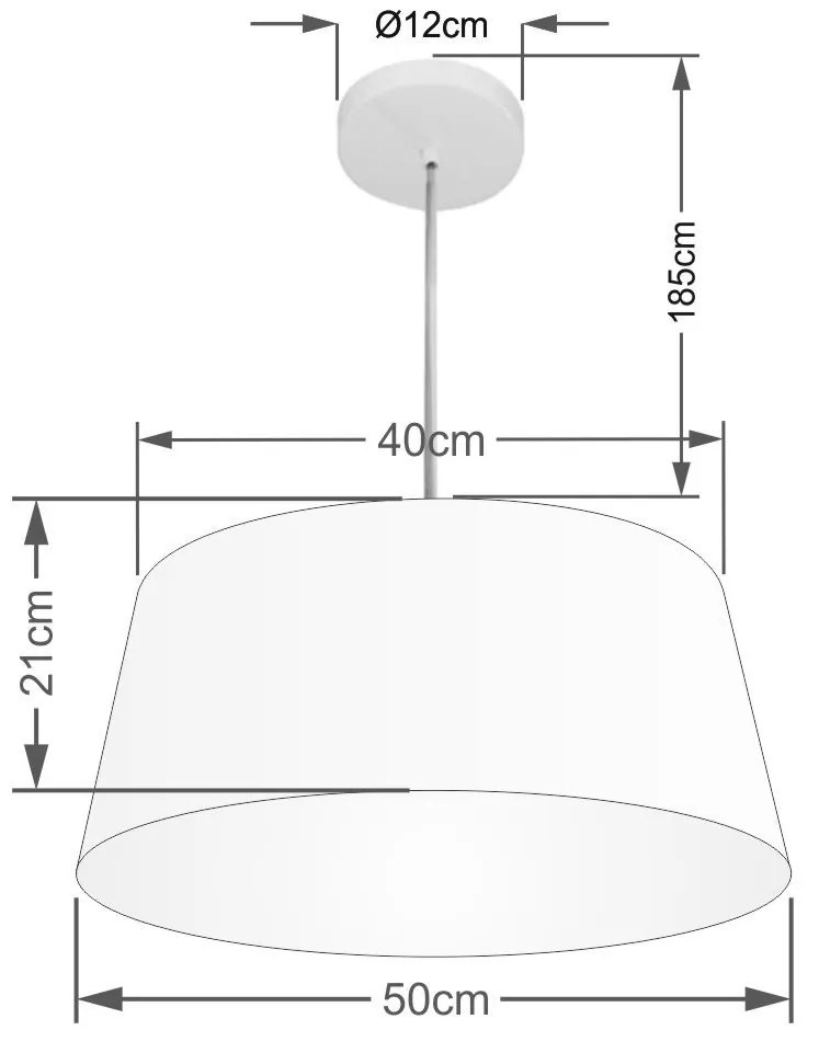 Lustre Pendente Cone Vivare Md-4050 Cúpula em Tecido 21/50x40cm - Bivolt