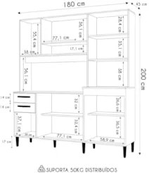 Armário de Cozinha Compacta 180cm Regina P11 Damasco/Off White - Mpoze