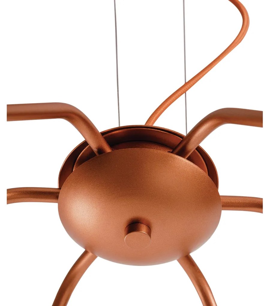 Pendente Carrossel Ø86X29Cm 6Xg9 / Metal E Globo Ø12Cm | Usina 16765/6 (ORN-M - Ouro Novo Metálico, AMBAR)