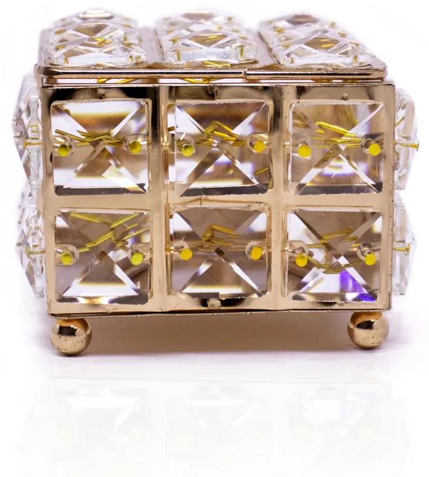 Porta Jóia Decorativo de Metal Dourado 8x10x10 cm - D'Rossi