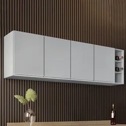 Armário de Cozinha Aéreo Nevada com Nicho 180cm 4 Portas Cinza Claro -