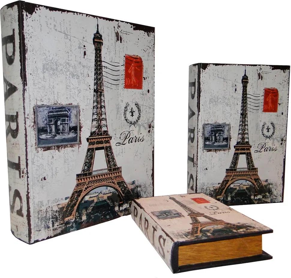 Book Box Paris Conjunto 3 Peças Oldway - 35x26x8cm