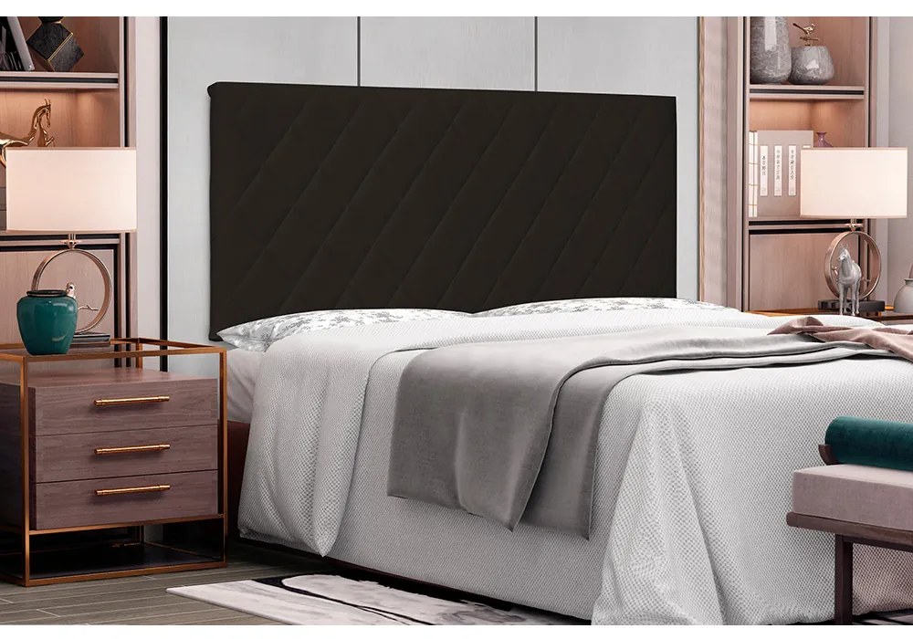 Cabeceira Painel Dubai Para Cama Box Solteiro 90 cm Corino - D'Rossi - Marrom