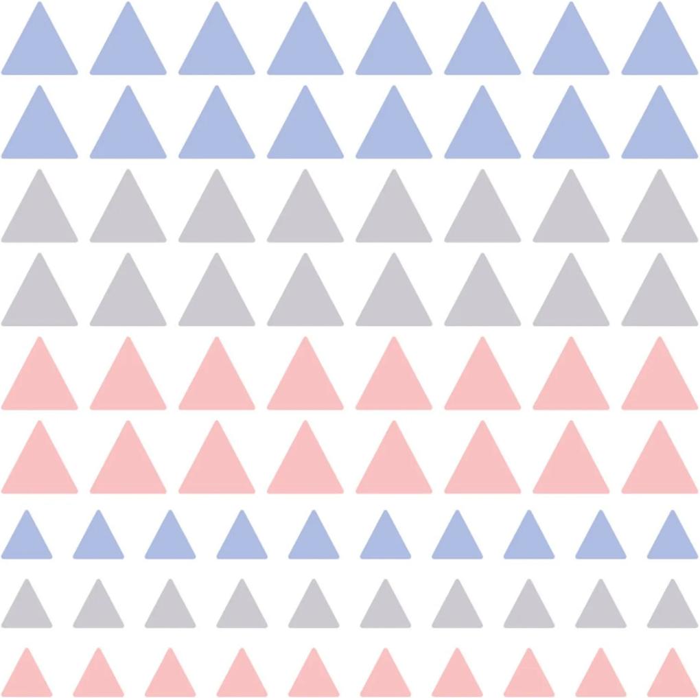 Adesivo de Parede Triangulos Cinza, Azul e Rosa 91un