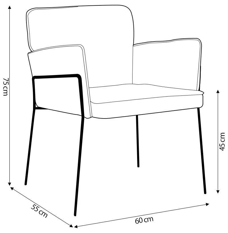 Kit 2 Poltronas Decorativas Base em Aço Preto Barry Linho Bege G17 - Gran Belo