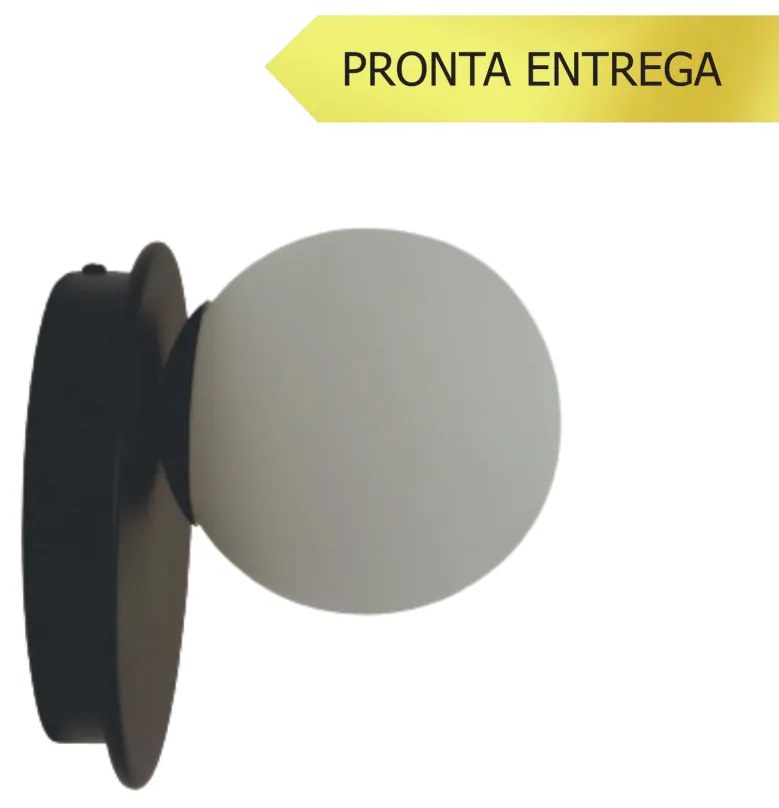 Arandela Flat Ball Ø15X12,5Cm Aluminio E Globo Ø10Cm 01Xg9 - Qimporta... (BRANCO)