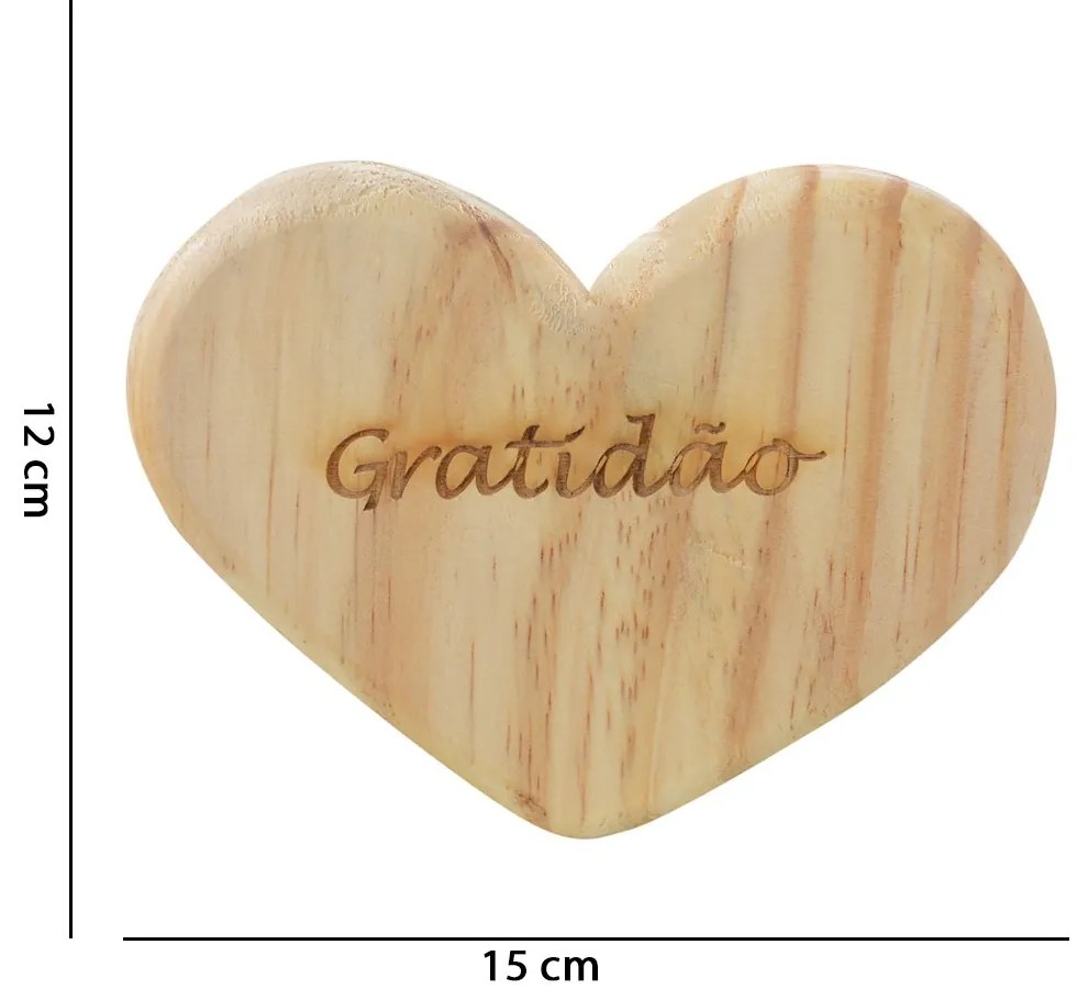 Tábua de Madeira Natural Coração 15x12 cm- D'Rossi