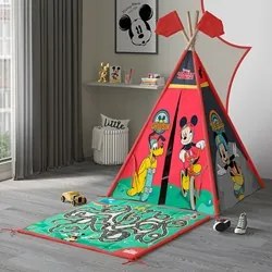 Cabana Infantil Masculina com Tapete Disney Mickey e Pluto P13 Vermelh