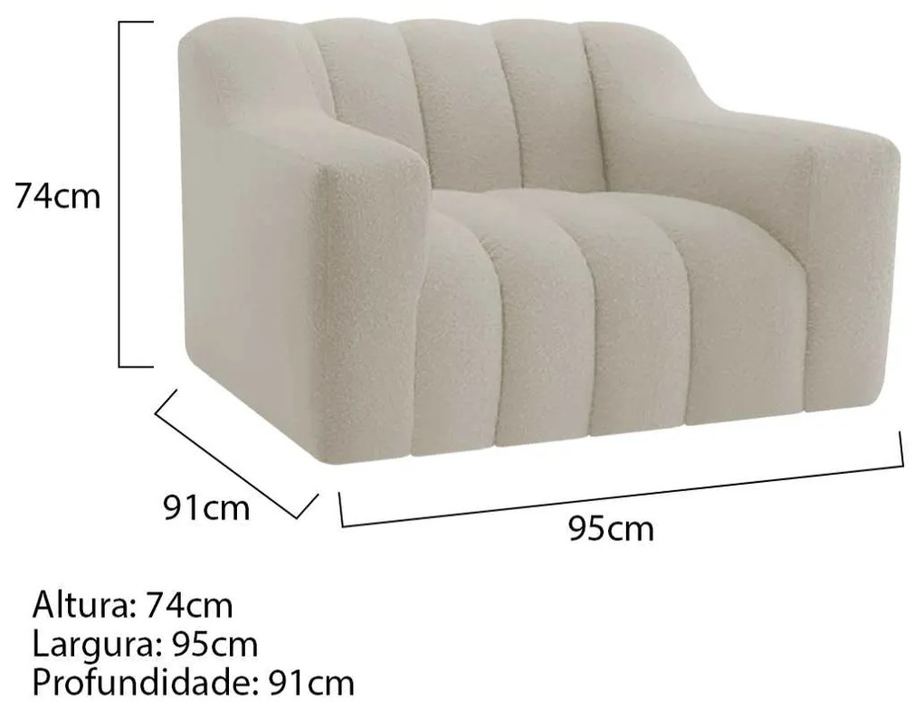 Kit 1 Sofá 150cm 2 Poltrona Luxo Recepção Sala Elegance Linho