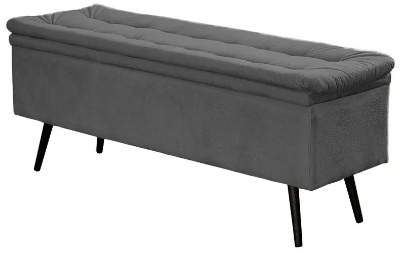 Cabeceira com Calçadeira Baú Casal 140cm Conforto Suede Cinza - Sheep Estofados - Cinza