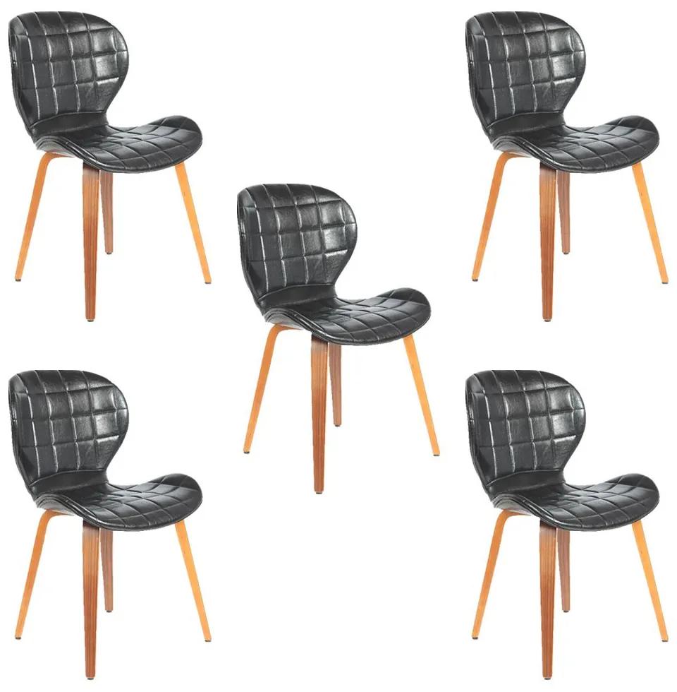 Kit 5 Cadeiras Decorativas de Escritório Recepção GranClass PU Sintético Preto G56 - Gran Belo
