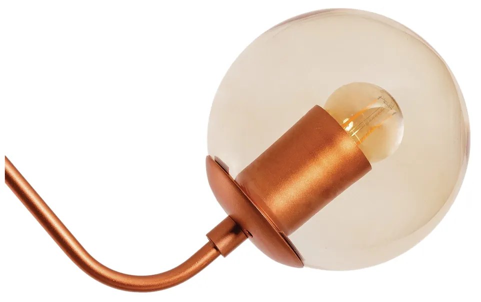 Pendente Carrossel Ø86X29Cm 6Xg9 / Metal E Globo Ø12Cm | Usina 16765/6 (ORN-M - Ouro Novo Metálico, AMBAR)