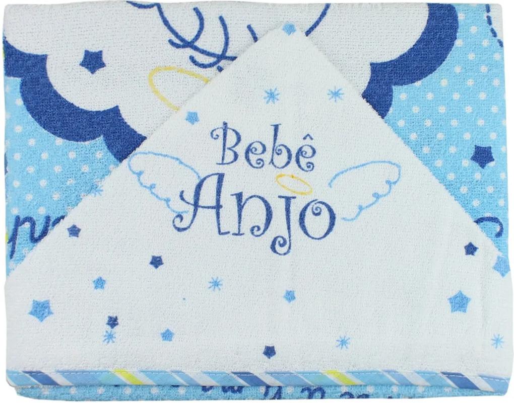 Toalha De Banho Multibaby Com Capuz E Foro Bebê Anjo Azul