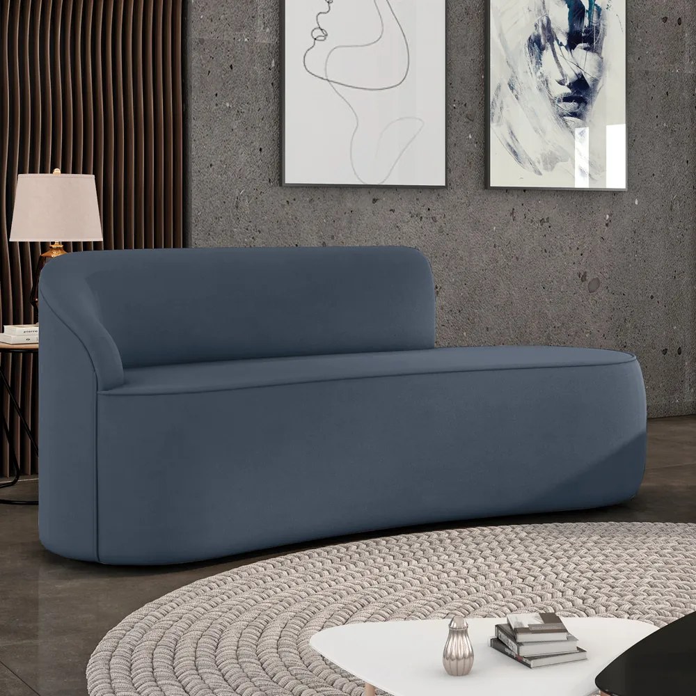 Sofá 4 Lugares Orgânico 220 cm Morgan Suede D03 - D'Rossi - Azul Marinho