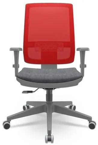 Cadeira Brizza Diretor Grafite Tela Vermelha Assento Concept Grânito Base RelaxPlax Piramidal - 66413 Sun House