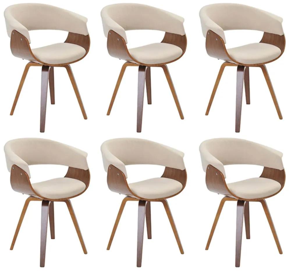 Kit 06 Cadeiras Decorativas para Escritório Recepção Ohana Fixa Linho Bege G56 - Gran Belo