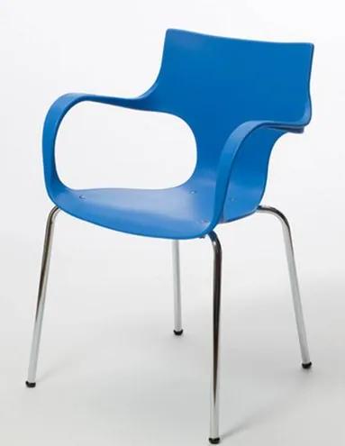 Cadeira Jim Base Fixa Cromada Cor Azul - 22588 Sun House