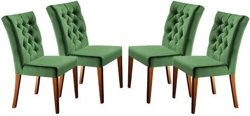 Kit 4 Cadeiras de Jantar Estofada Verde em Veludo Sedye