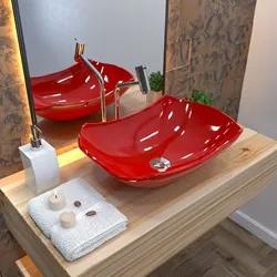 Cuba Pia de Apoio para Banheiro Abaulada Luxo 42 C08 Vermelho - Mpozen