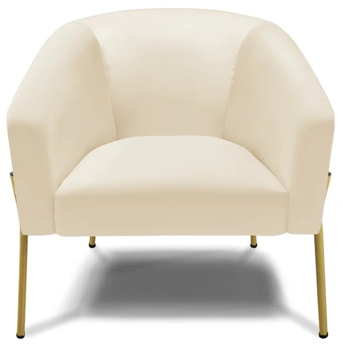 Poltrona Decorativa Pé de Ferro Dourado Kit 2 Stella Sintético D03 - D'Rossi - Bege