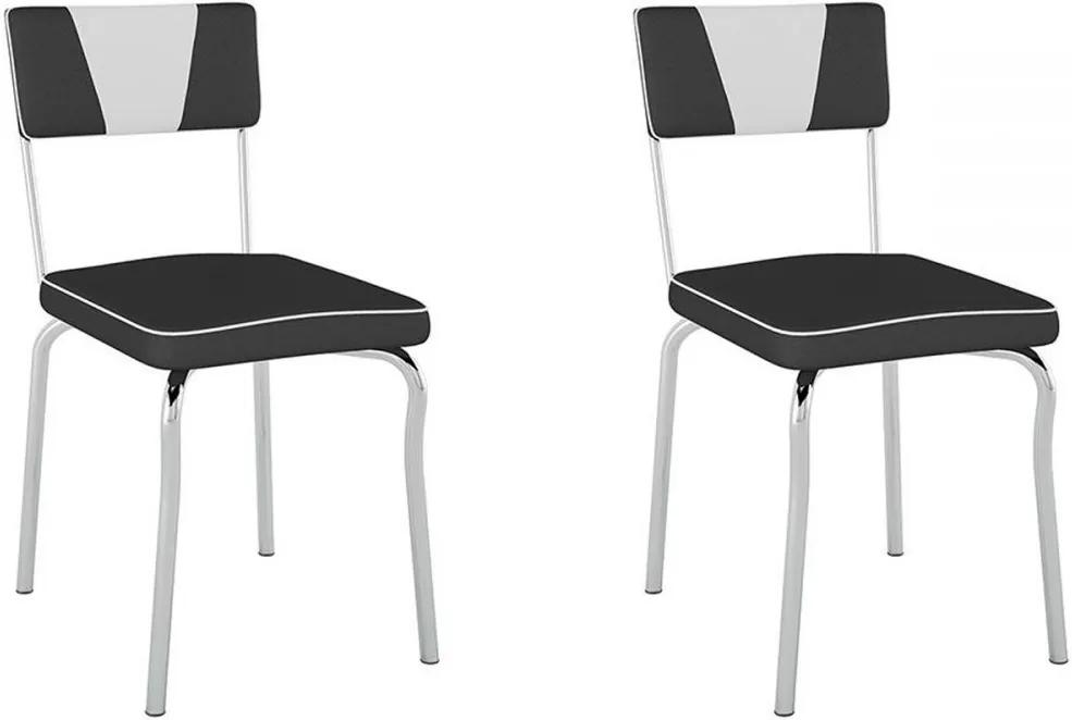 Cadeiras Kit 2 Cadeiras Retrô Pc13 Assento/Encosto Vinil Preto Encosto Brn - Pozza