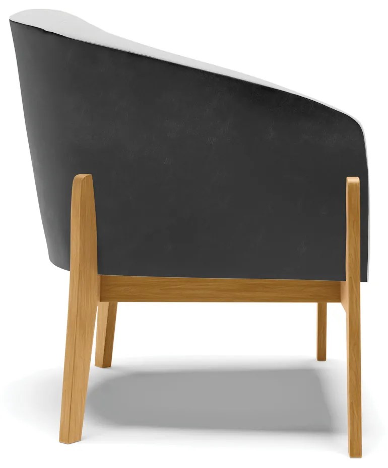 Poltrona Decorativa Base de Madeira Stella Preto/Linho Cinza D03 - D'Rossi