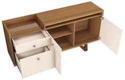 Conjunto Sala de Jantar Cristaleira Aruan e Buffet Ellora H01 Nature/O