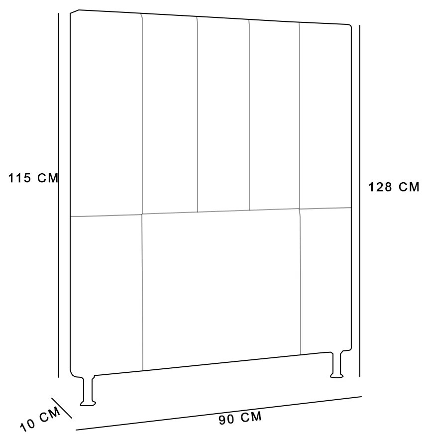 Cabeceira Malibu Para Cama Box Solteiro 90 cm Corino - D'Rossi - Preto