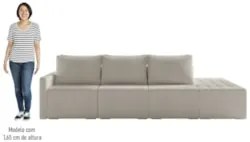 Sofá Ilha Modular com Puff para Sala Living 312cm Georgia Z08 Boucle B