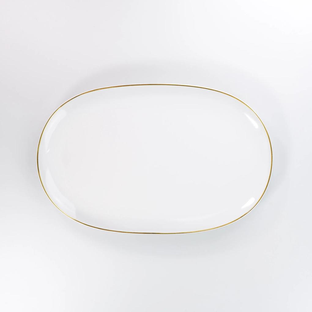 Travessa Rasa Oval 36 cm Porcelana Schmidt - DEc. Filetado Ouro Itamaraty