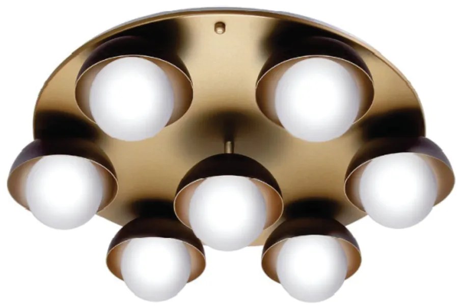 Plafon Cúpula Ø59X17Cm Metal E Globo Ø10Cm 07Xg9 |Old Artisan Plf-5522 (DOURADO FOSCO, FOSCO (BRANCO))
