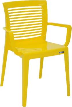 Cadeira Victória encosto vazado horizontal com braços amarela Tramontina 92042000