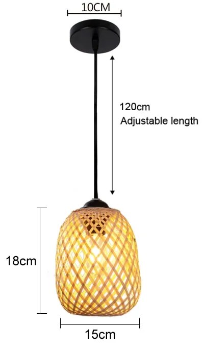 Pendente pingente de bambu mão malha estilo chinês tecelagem pendurado lâmpadas 18/19/30cm restaurante decoração para casa luminárias - Diâmetro 15x18cm