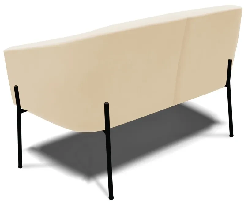 Namoradeira e 2 Poltronas Pé de Ferro Preto Stella Suede D03 - D'Rossi - Bege