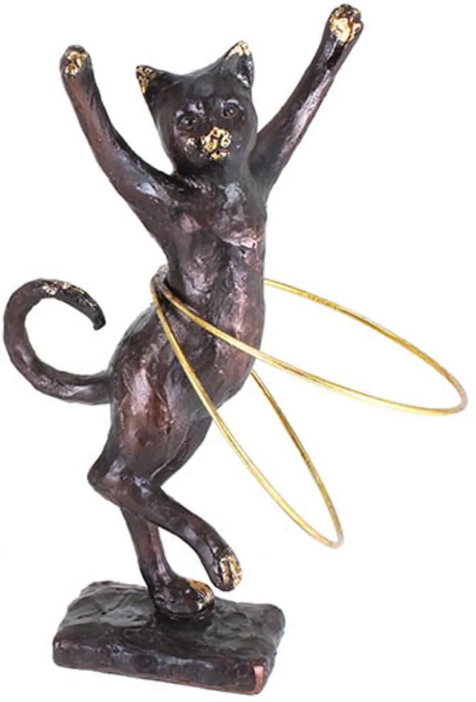 Escultura Udecor Gato Bambolê Marrom