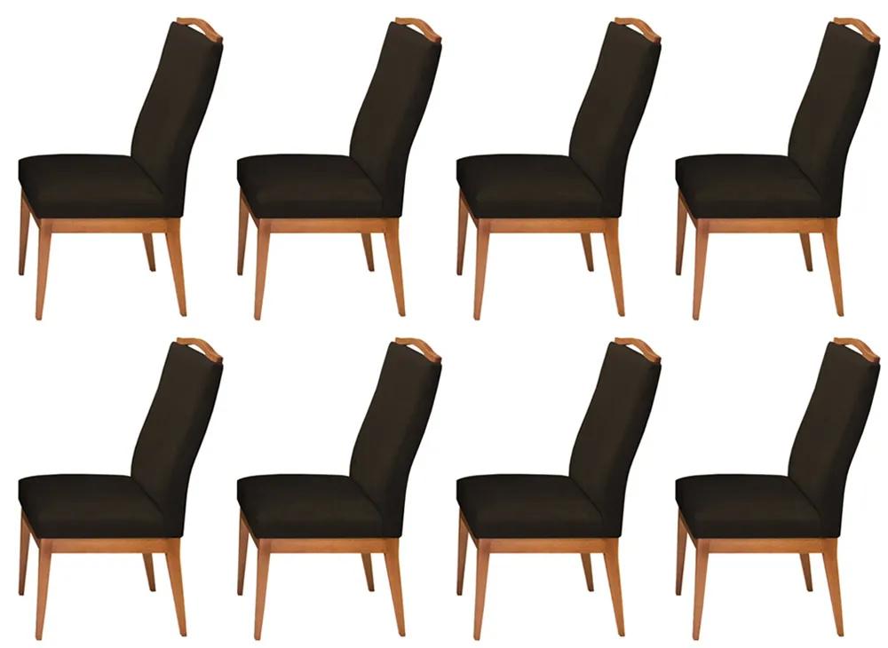 Conjunto 8 Cadeiras Decorativa Lara Veludo Marrom