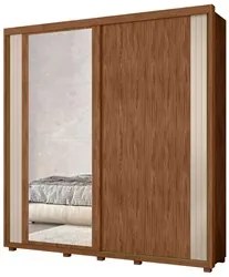 Guarda Roupa Casal com Espelho 221cm Portas Flex Milena A02 Avelã/Fend