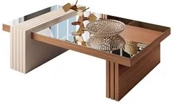 Mesa de Centro com Espelho Luna Nature/Off White - HB Móveis