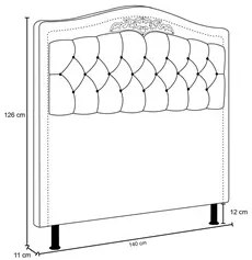 Cabeceira Cama Box Casal 140cm com Tachas Imperial Veludo J02 Vinho -