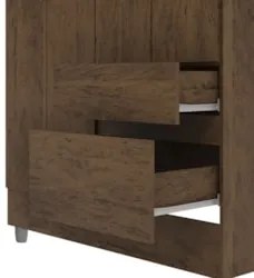 Guarda Roupa Solteiro 102cm Com Espelho Ideal Imbuia Rústico - Vila Ri