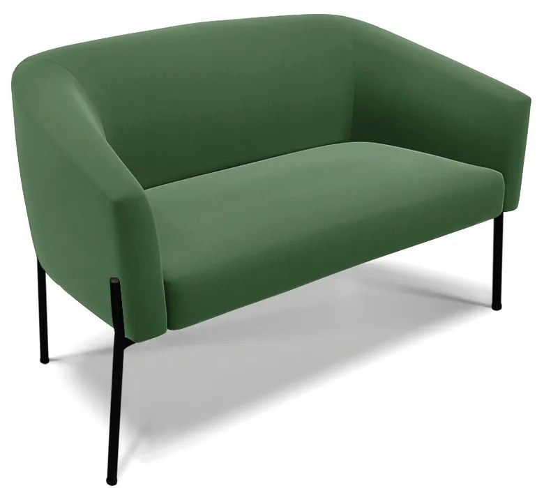 Sofá 2 Lugares Namoradeira Pé de Ferro Preto Stella Suede D03 - D'Rossi - Verde
